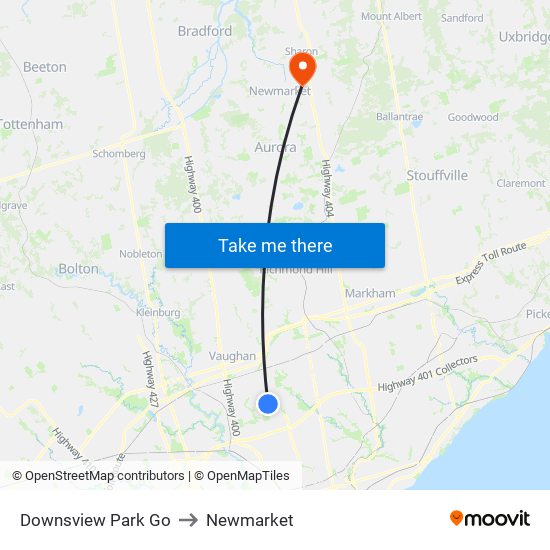 Downsview Park Go to Newmarket map