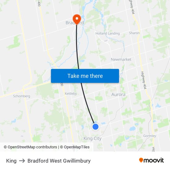 King to Bradford West Gwillimbury map