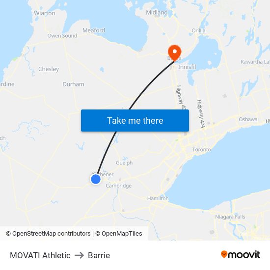 MOVATI Athletic to Barrie map