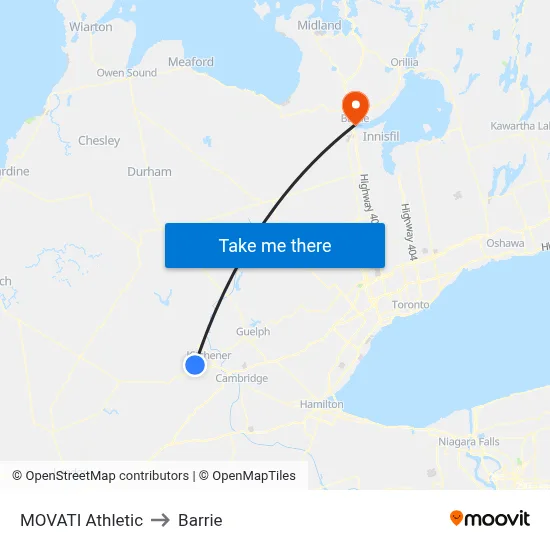 MOVATI Athletic to Barrie map