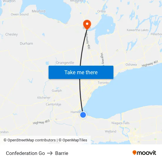 Confederation Go to Barrie map