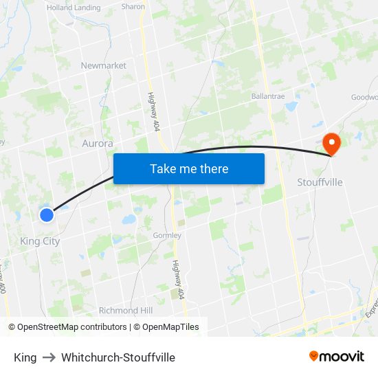 King to Whitchurch-Stouffville map