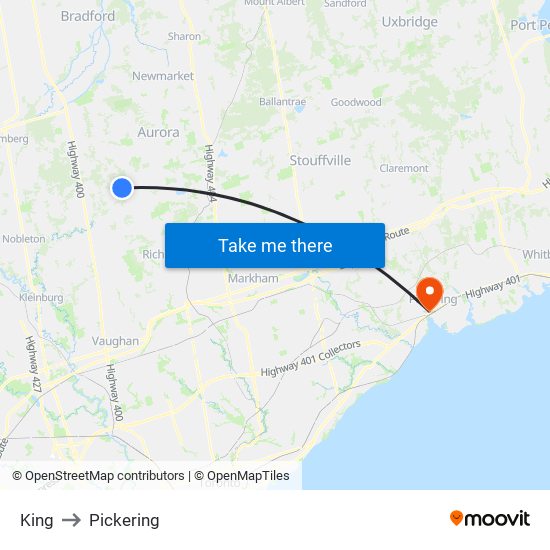 King to Pickering map