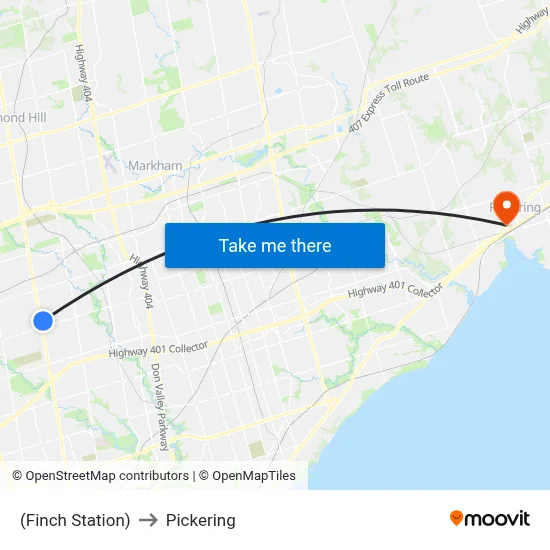 (Finch Station) to Pickering map