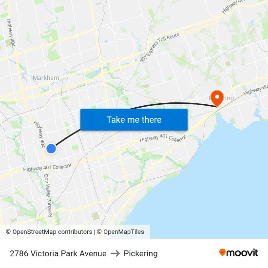 2786 Victoria Park Avenue to Pickering map