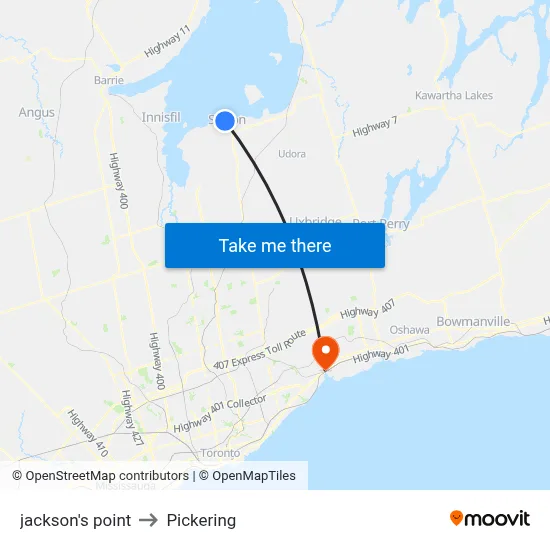 jackson's point to Pickering map