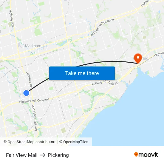 Fair View Mall to Pickering map