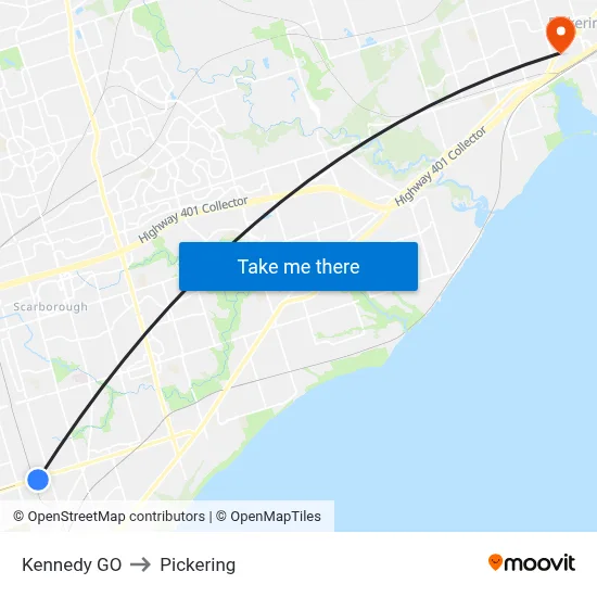 Kennedy GO to Pickering map