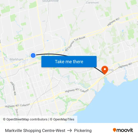 Markville Shopping Centre-West to Pickering map