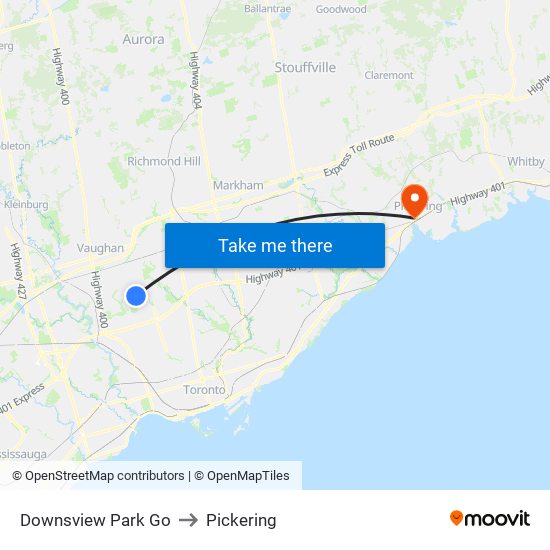 Downsview Park Go to Pickering map