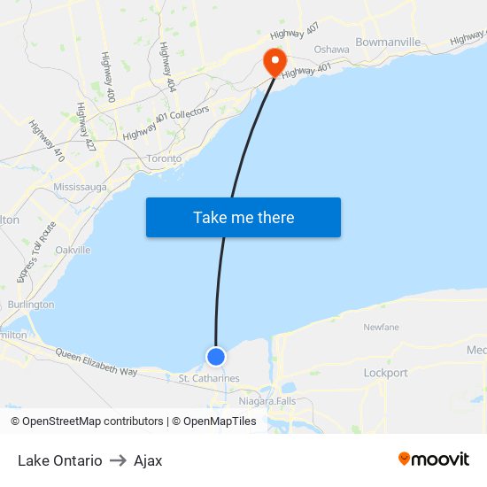 Lake Ontario to Ajax map