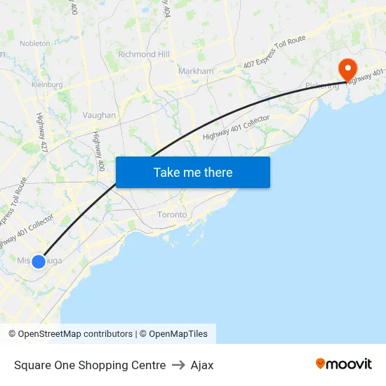 Square One Shopping Centre to Ajax map