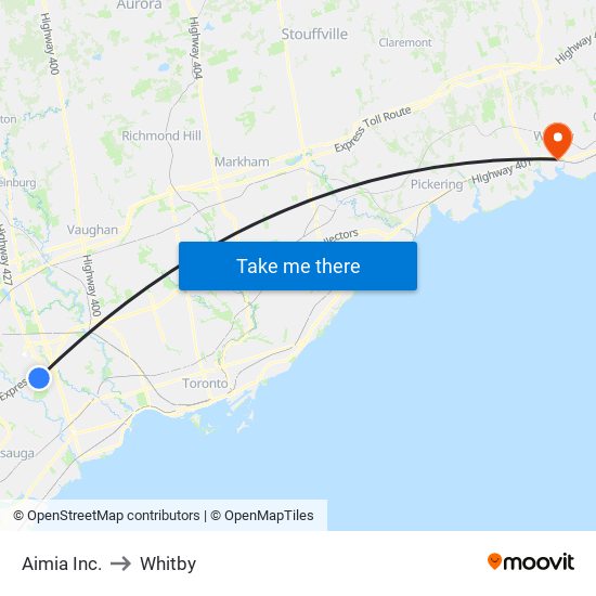 Aimia Inc. to Whitby map