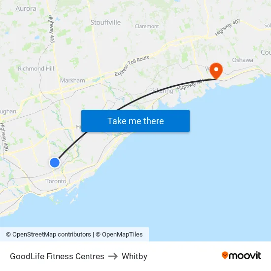 GoodLife Fitness Centres to Whitby map