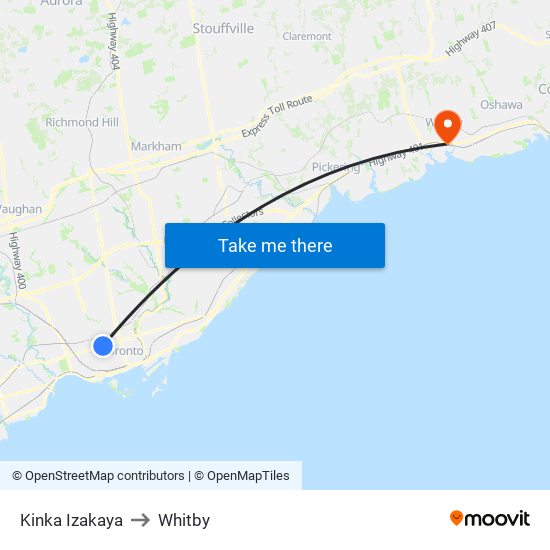 Kinka Izakaya to Whitby map