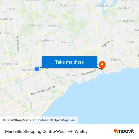 Markville Shopping Centre-West to Whitby map