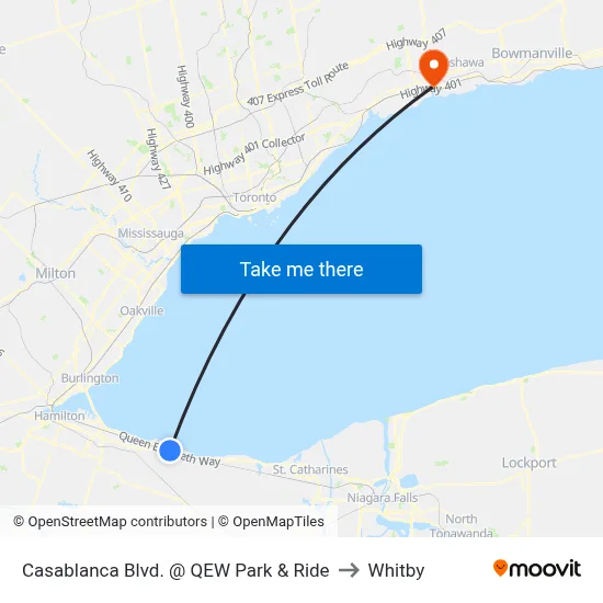 Casablanca Blvd. @ QEW Park & Ride to Whitby map