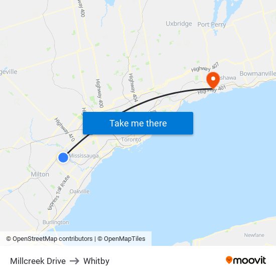 Millcreek Drive to Whitby map