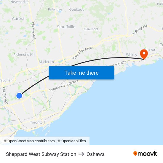 Sheppard West Subway Station to Sheppard West Subway Station map