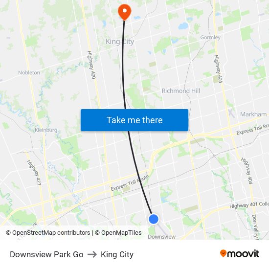 Downsview Park Go to King City map