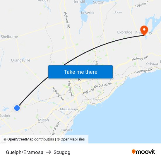 Guelph/Eramosa to Scugog map