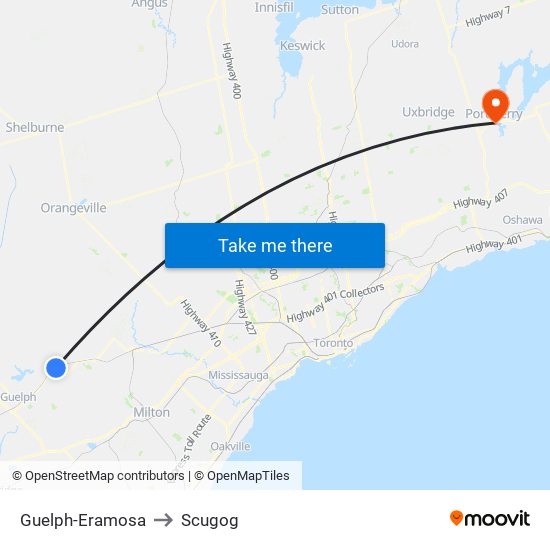 Guelph-Eramosa to Scugog map