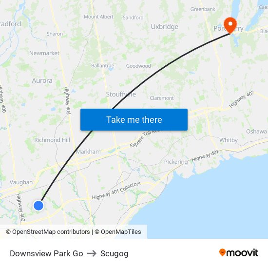 Downsview Park Go to Scugog map