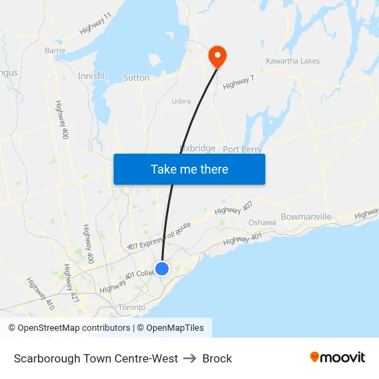 Scarborough Town Centre-West to Brock map