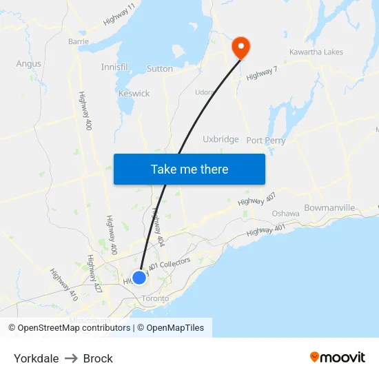 Yorkdale to Brock map