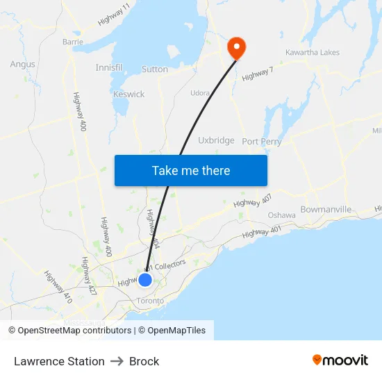 Lawrence Station to Brock map
