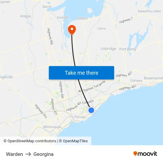 Warden to Georgina map