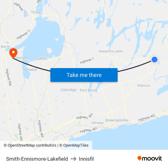 Smith-Ennismore-Lakefield to Innisfil map