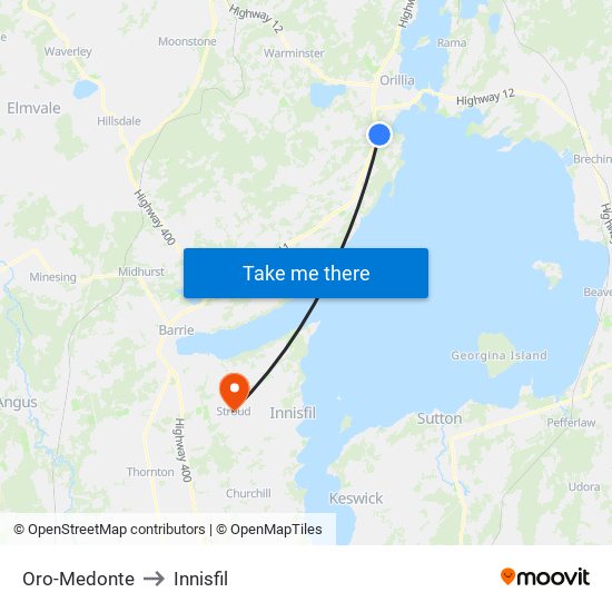Oro-Medonte to Innisfil map