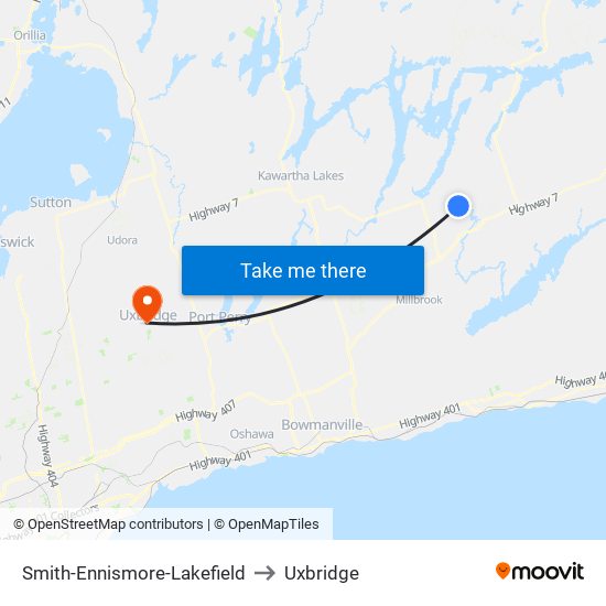 Smith-Ennismore-Lakefield to Uxbridge map