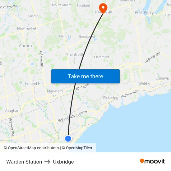 Warden Station to Uxbridge map