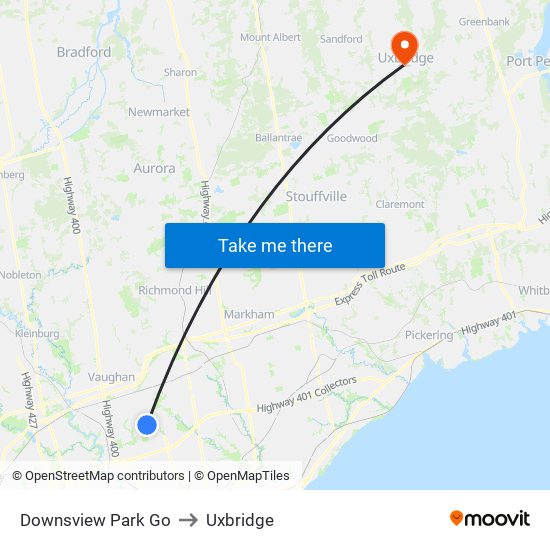 Downsview Park Go to Uxbridge map