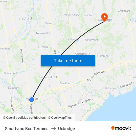 Smartvmc Bus Terminal to Uxbridge map