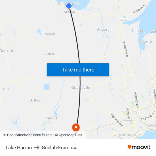 Lake Hurron to Guelph-Eramosa map