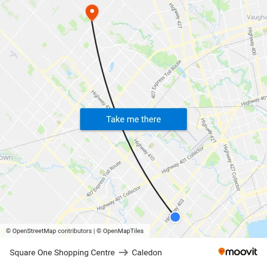 Square One Shopping Centre to Caledon map