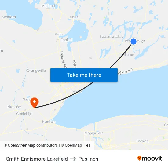 Smith-Ennismore-Lakefield to Puslinch map