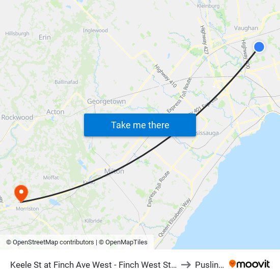 Keele St at Finch Ave West - Finch West Station to Puslinch map