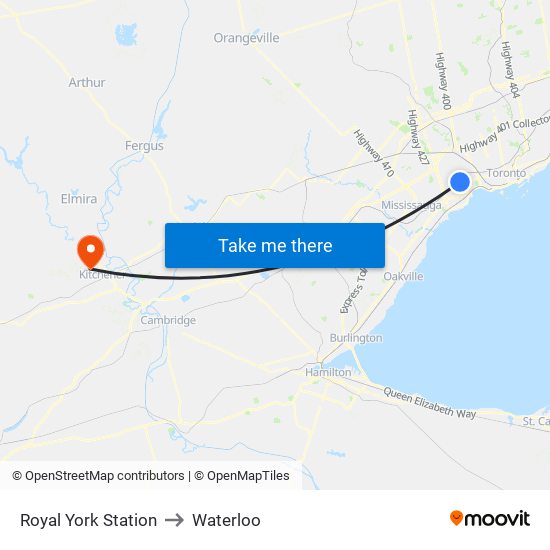 Royal York Station to Waterloo map