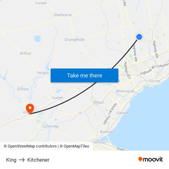 King to Kitchener map