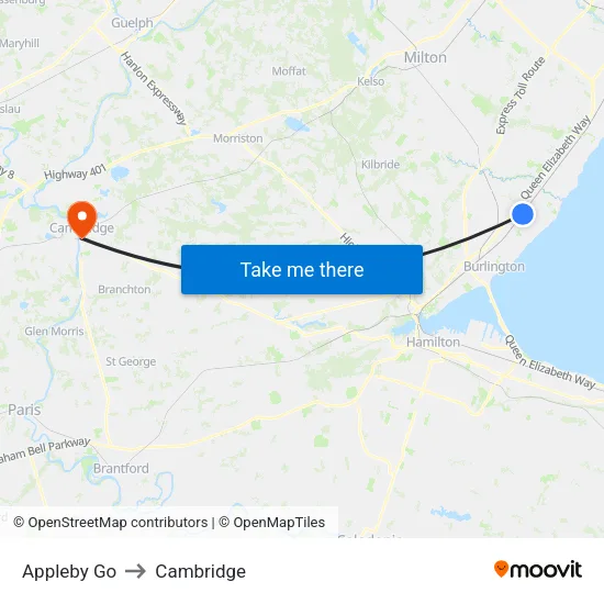 Appleby Go to Cambridge map