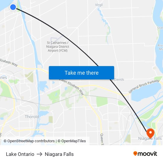 Lake Ontario to Niagara Falls map