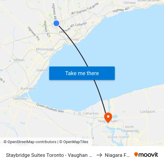 Staybridge Suites Toronto - Vaughan South to Niagara Falls map