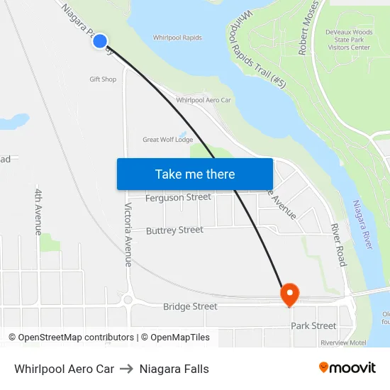 Whirlpool Aero Car to Niagara Falls map