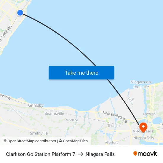 Clarkson Go Station Platform 7 to Niagara Falls map