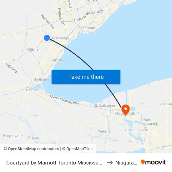 Courtyard by Marriott Toronto Mississauga Meadowvale to Niagara Falls map