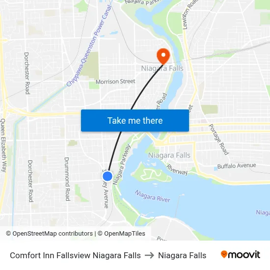 Comfort Inn Fallsview Niagara Falls to Niagara Falls map